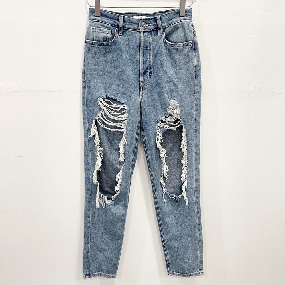 Pacsun Ultra High Rise Slim Jeans Distressed Destroyed Size 25 Light Wash Cotton